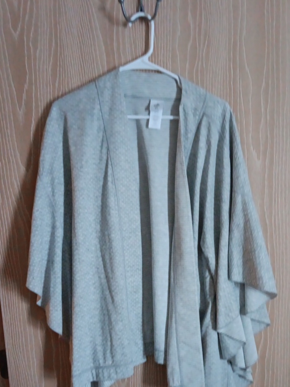 CAbi Light Gray Draped Open-Front Poncho Cardigan